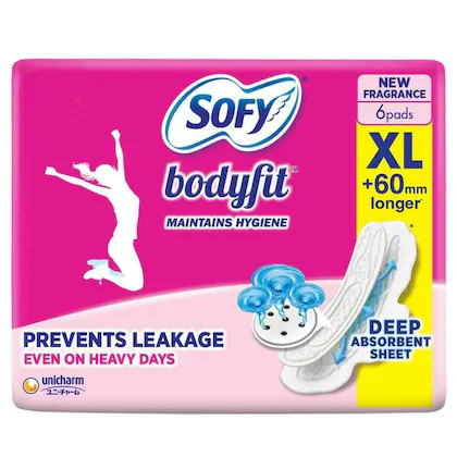 Sofy Bodyfit Sanitary Napkin with Wings (XL) 6 pads